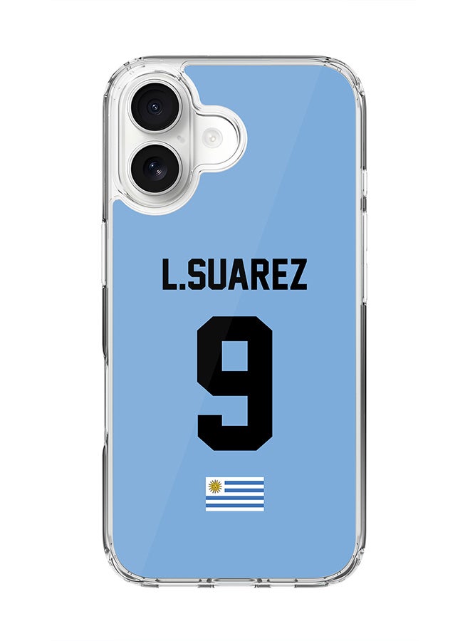 Stylizedd Classic Clear MagSafe Case for iPhone 17 , Hybrid Soft Case Flexible Edges Anti Drop TPU PC Gel Thin Transparent Cover [ Designed for iPhone 17 ] - Football Team - Uruguay , Player Name - L.Suarez