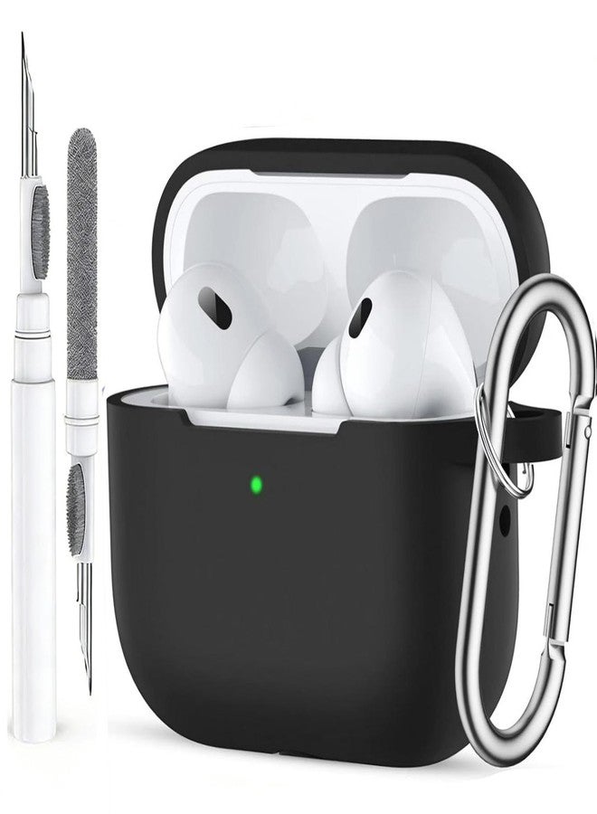 Olytop Case for Airpods Pro 3 Cover for Men Women Girl, Compatible Airpods Pro 3rd Generation Case, Soft Silicone Apple iPod Pro 3 Gen Protective Cover Skin with Keychain Cleaner Pen,Black - Image 1