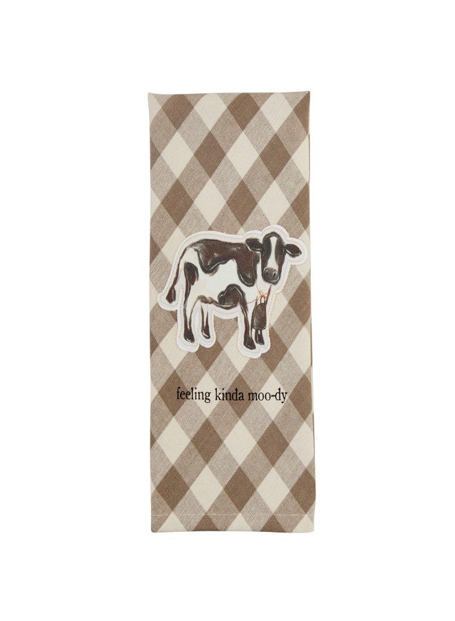Mud Pie Moo-Dy Canvas Patch Towel; 26" x 12"