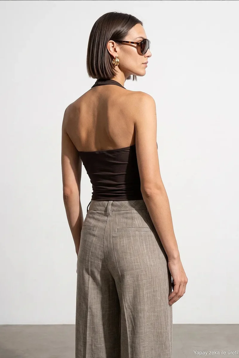 Dilvin Coffee Brown DILVIN Nylon Elastane Blouse for Women | Best Price UAE