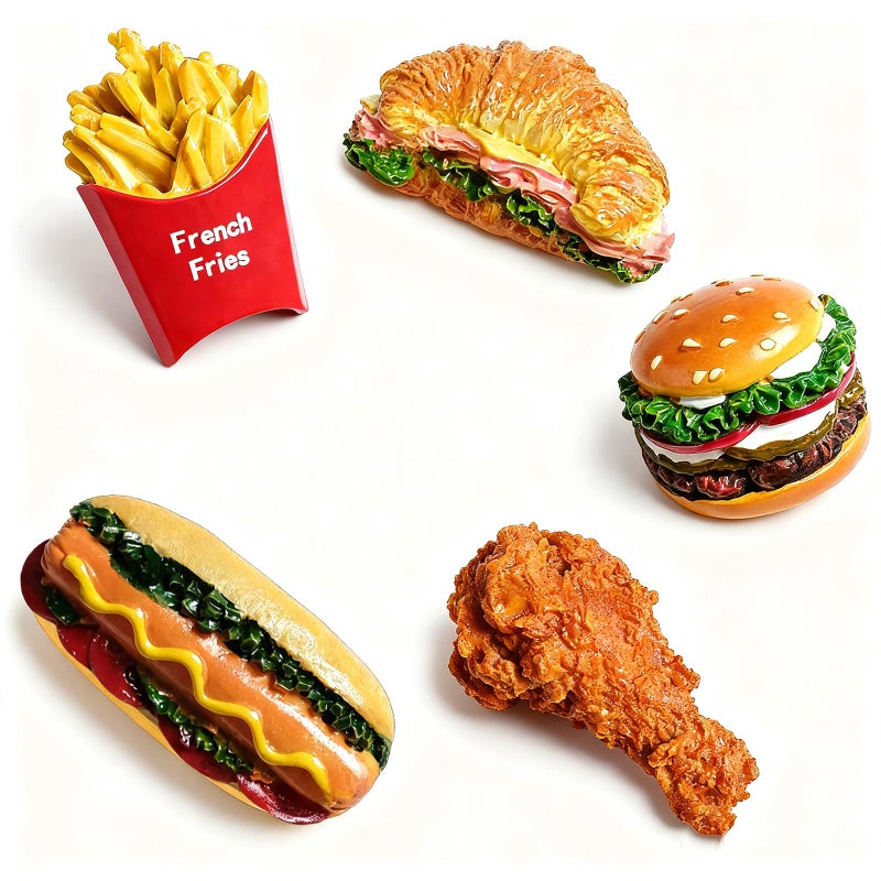 O-FarFarm Cute Food Fridge Magnets(5pcs) - Adorable Kitchen Decor, Handmade Painted Resin Refrigerator Magnets for Home Office Dorm Decor,Non-Toxic Collectible Souvenir Gift Fridge Magnets for Kids - Image 1