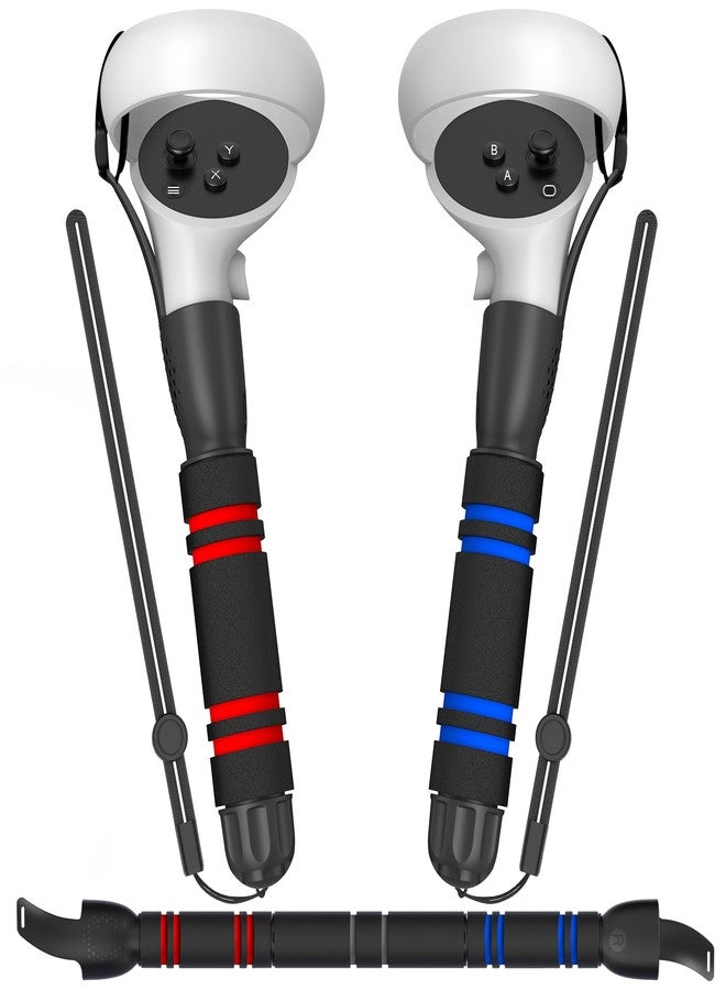 YOGES 2 in 1 Dual Handle for Beat Saber Controller Grips compatible with Oculus / Meta Quest 2, Assembled Soft & Comfortable Firmly Install with Extension Grips for Enhance Beat Saber Game Experience - Image 1
