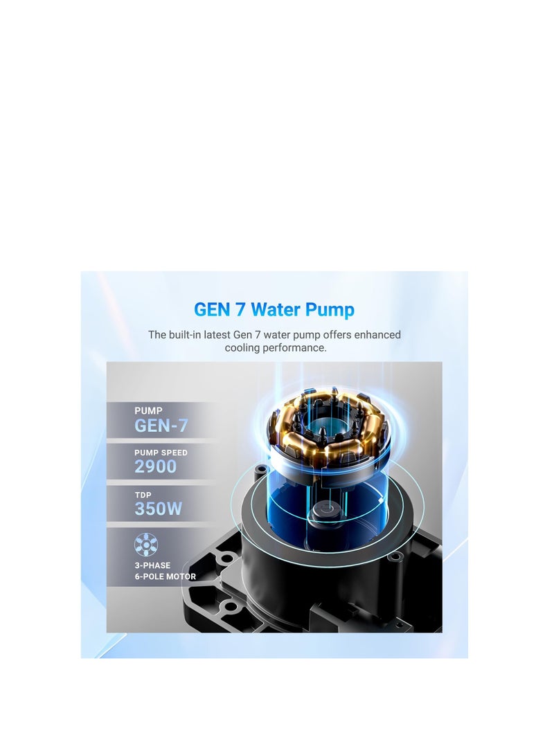 ID-COOLING FX360 INF White 360mm Liquid CPU Cooler, AIO Cooler ARGB Infinity Mirror Effect, 3x120mm Daisy-Chained Fans Low-Noise Operating 27.2dB(A) Max., Intel LGA1851/1700/1200/115X; AMD AM5/AM4 - Image 2