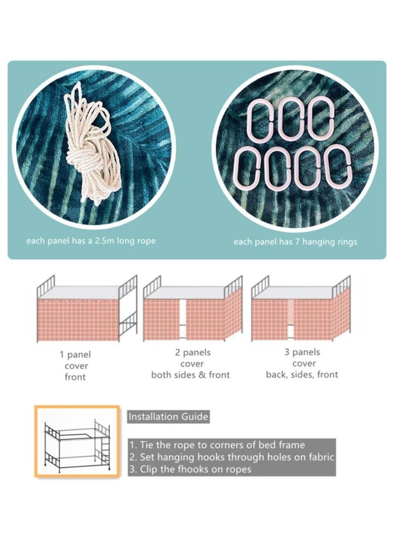 FASHION HOME ستارة سرير بطابقين 2 قطعة قماش مظلل أسود للطلاب الجامعيين في المنزل - Image 5