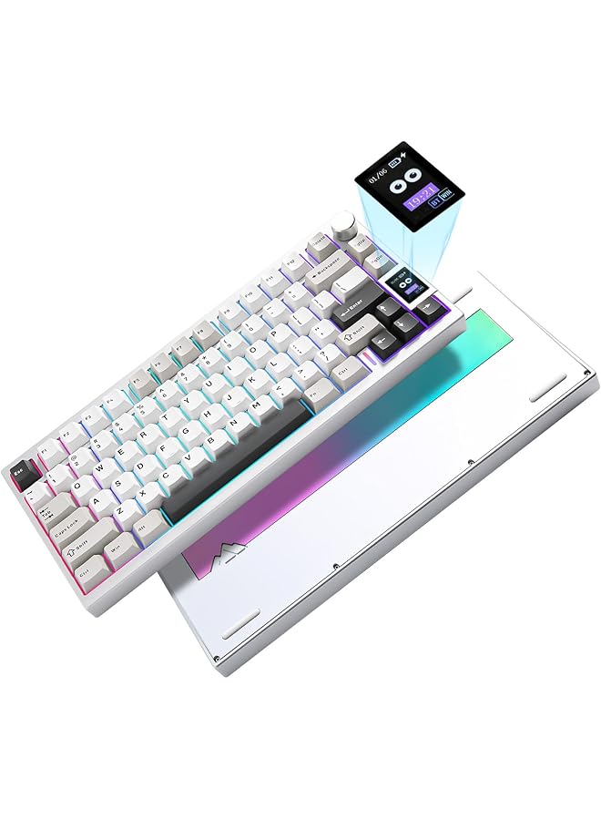 YUNZII Al80 Wireless Mechanical Keyboard Full Aluminum Cnc Smart Lcd Display Hot Swappable Gasket 75% Layout With Knob Bt/2.4G/Usb C Qmk/Via Support For Win/Mac (Silver Gateron Zero Switch)  - Image 1