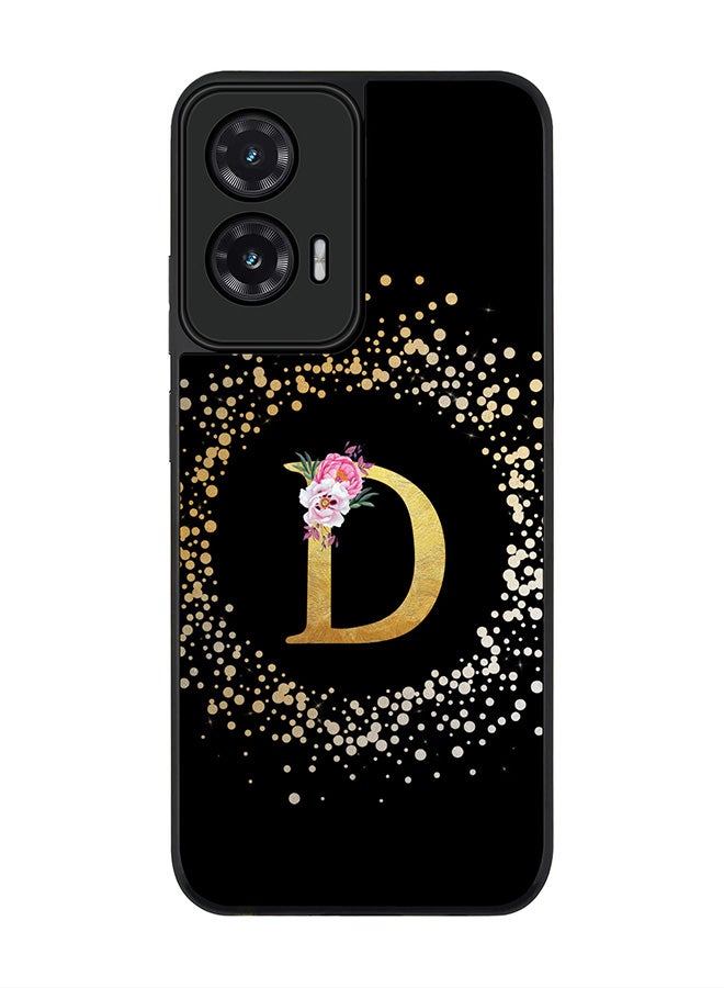 Stylizedd For Motorola Moto G35 Case,Slim fit Camera Protection, Shockproof Thin Phone cover  - Custom Monogram Floral - D ( Black )