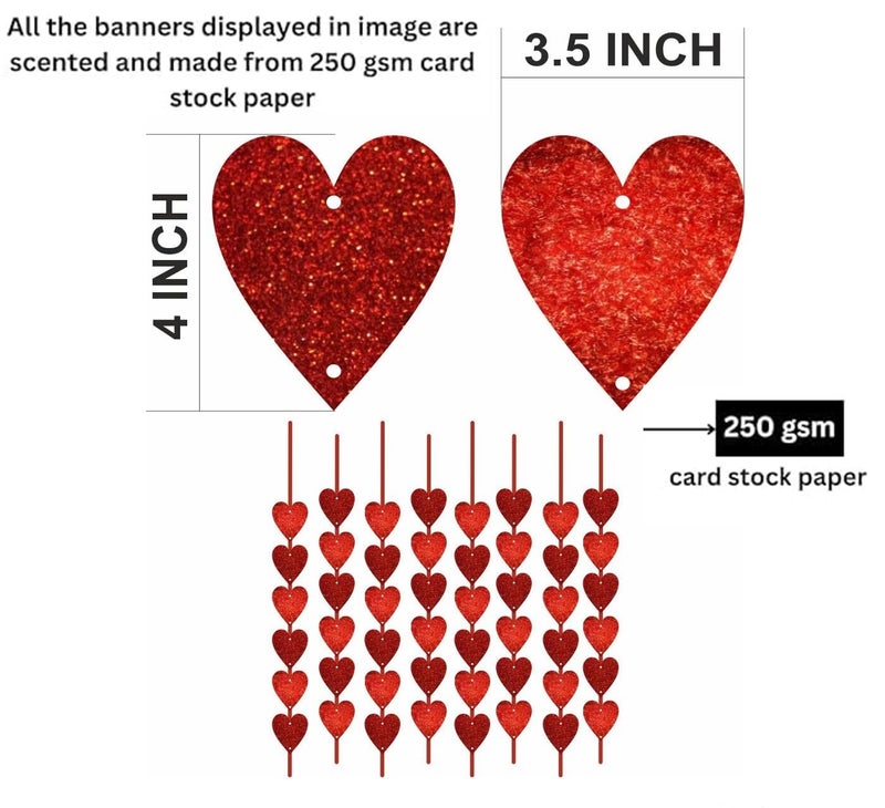 HK balloons® Happy Birthday Banner Decoration for Boys, Girls, Boyfriend, Girlfriend, (Red Heart Garland Curtains) - Image 4