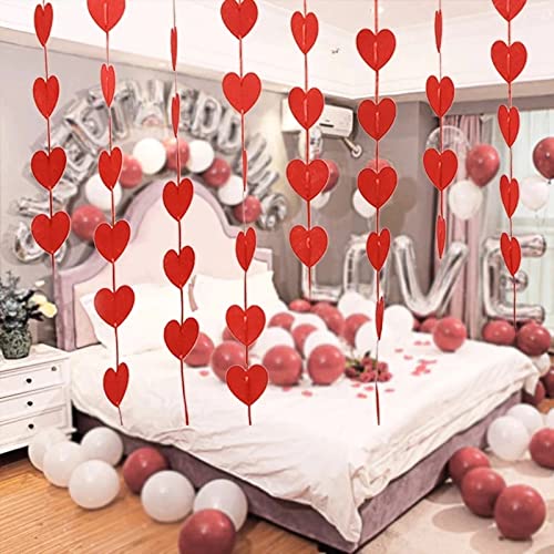 HK balloons® Happy Birthday Banner Decoration for Boys, Girls, Boyfriend, Girlfriend, (Red Heart Garland Curtains) - Image 2