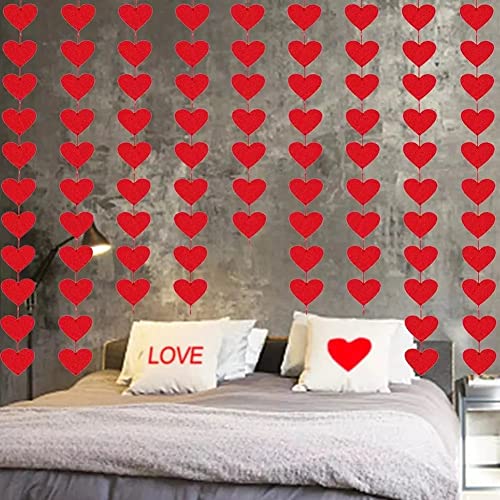 HK balloons® Happy Birthday Banner Decoration for Boys, Girls, Boyfriend, Girlfriend, (Red Heart Garland Curtains) - Image 1