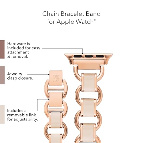 ANNE KLEIN WITHit Anne Klein Fashion Chain Bracelet for Apple Watch, Secure, Adjustable, Apple Watch Replacement Band, Fits Most Wrists (38/40/41mm, Blush and Rose Gold) - Image 4