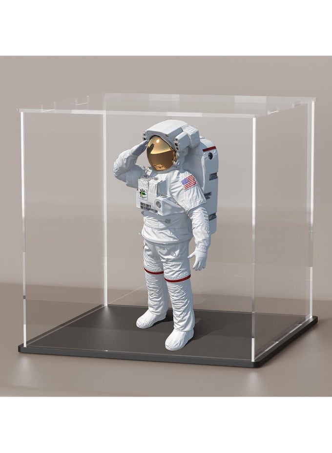 CLEAR ACRYLIC DISPLAY CASE WITH MATTE BLACK ACRYLIC BASE, SIMPLE SELF-ASSEMBLY DUST-PROOF SHOWCASE, CUBE COUNTER-TOPS BOX FOR COLLECTIBLES, HOME ORGANIZATION (8X8X8 INCH)