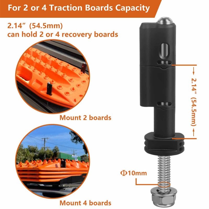 Traction Board Mount: 360 Degree Rotation Knuckle - Theftproof Lockable Pin Durable Nylon Stainless Steel Build for Off Road SUVs Trucks Off-Road Vehicles - Image 2