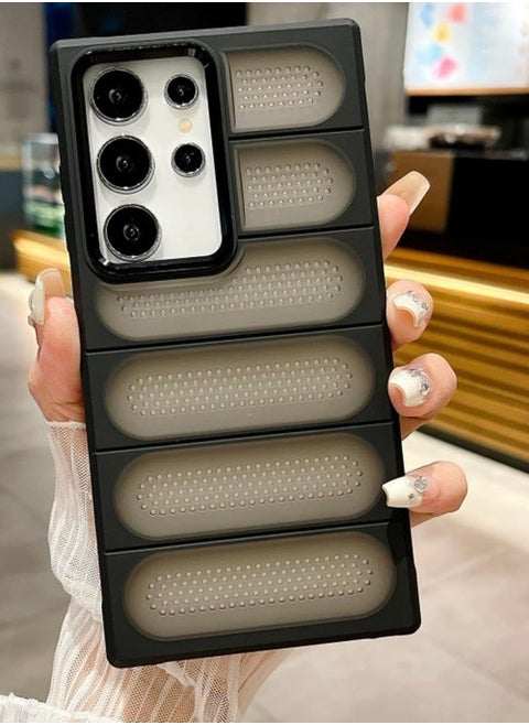 Heat Dissipation Case for Samsung Galaxy S23 Ultra (6.8") Case, Cooling Phone Case with Non-Slip Textured, Anti-Scratch Shockproof Cellular Hole Heat Protective Cover (Black)