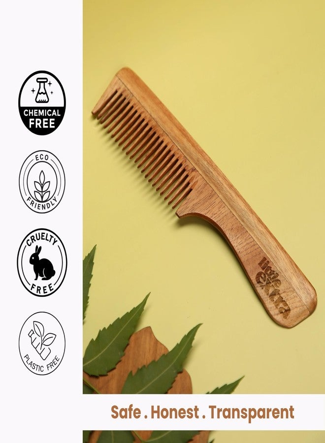 Little Extra Neem Wood Comb for Hair Growth and Hair Fall Control | Natural Wide Teeth Comb for Men and Women | No Dandruff, Itchiness | Free from Preservatives and Chemicals - Image 4