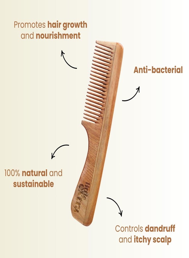 Little Extra Neem Wood Comb for Hair Growth and Hair Fall Control | Natural Wide Teeth Comb for Men and Women | No Dandruff, Itchiness | Free from Preservatives and Chemicals - Image 3