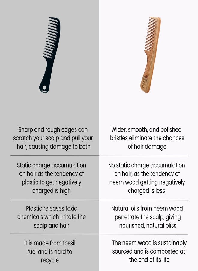 Little Extra Neem Wood Comb for Hair Growth and Hair Fall Control | Natural Wide Teeth Comb for Men and Women | No Dandruff, Itchiness | Free from Preservatives and Chemicals - Image 5