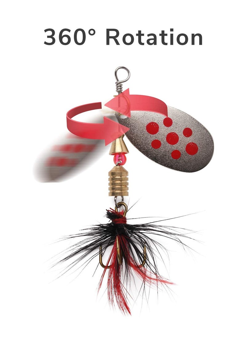 KASTWAVE Fishing Lure Spinnerbait, 10 Pcs Bass Trout Salmon Hard Metal Spinner Baits Kit with Tackle Boxes, Portable Spinner Baits for Saltwater Freshwater Bass Trout Salmon Crappies Perch Fishing  - Image 3