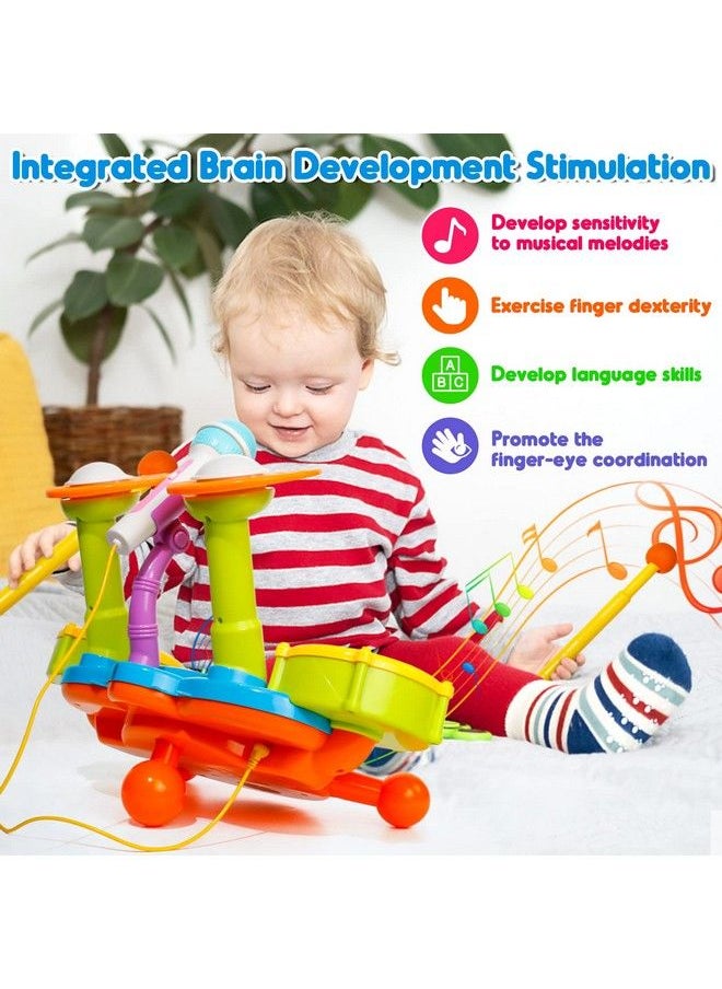 yoptote - Kids Drum Set For Toddlers 1 3 Baby Toys 6 To 12 Months Light Up Toys For 1 2 3 Year Old Boys Girls Gifts Toddler Baby Drum Set Baby Musical Instruments With Toy Microphone And Toddler Drum Sticks - Image 1