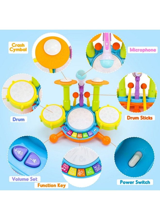 yoptote - Kids Drum Set For Toddlers 1 3 Baby Toys 6 To 12 Months Light Up Toys For 1 2 3 Year Old Boys Girls Gifts Toddler Baby Drum Set Baby Musical Instruments With Toy Microphone And Toddler Drum Sticks - Image 1