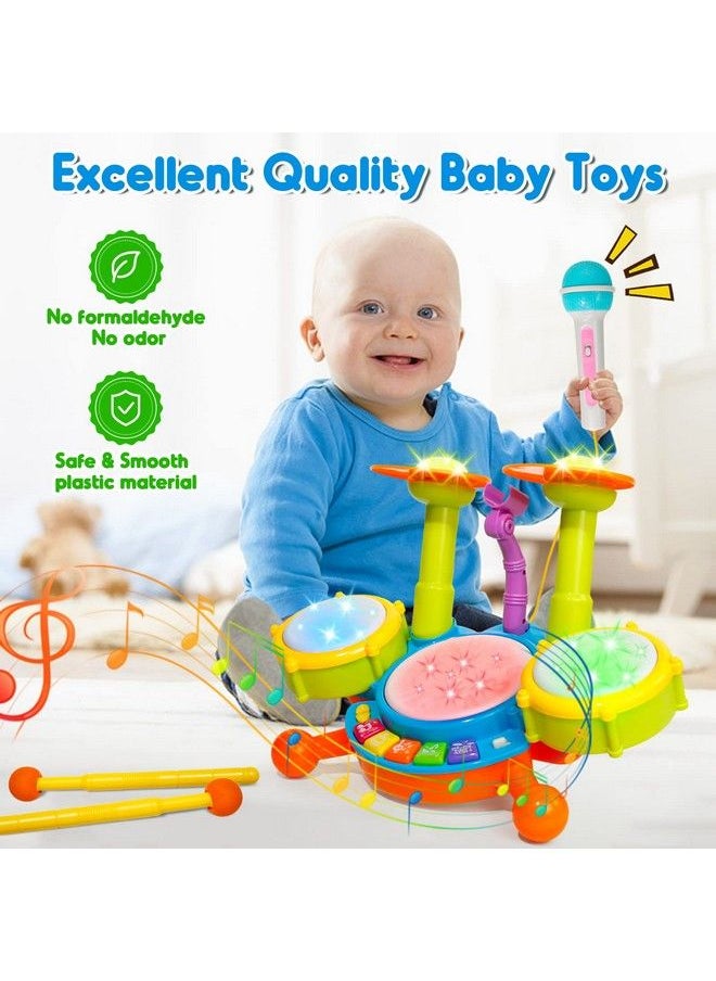 yoptote - Kids Drum Set For Toddlers 1 3 Baby Toys 6 To 12 Months Light Up Toys For 1 2 3 Year Old Boys Girls Gifts Toddler Baby Drum Set Baby Musical Instruments With Toy Microphone And Toddler Drum Sticks - Image 1