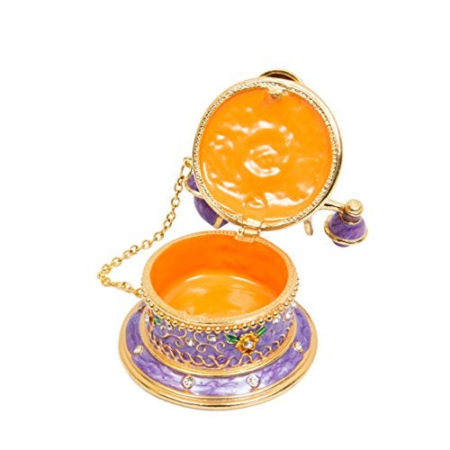 QIFU Hand Painted Purple Telephone Style Enameled Trinket Box Hinged Unique Gift for Family - Image 4