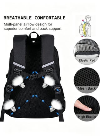 Waterproof School Bag for Boys, Large Capacity Lightweight Kids School Bookbag with Reflective Strips, Breathable Teen Backpack for Elementary & Middle School Students - view 5