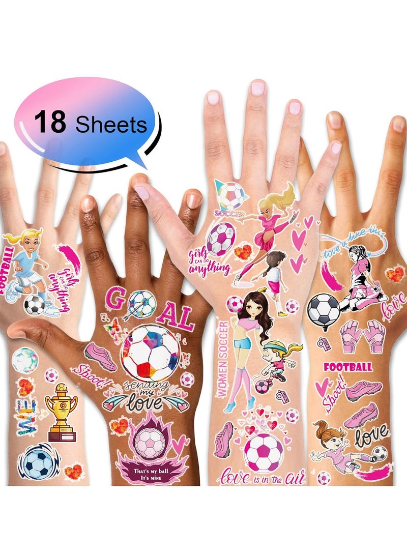 ORAINBOW 18sheets 101 PCS Soccer Temporary Tattoos Stickers Football Tattoos for Girls Kids Boys World Cup Tattoos Birthday Party Bag Stocking Fillers Kids Games Gift Great Tattoo Party Favor Supplies - Image 1