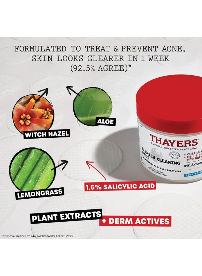 Thayers Blemish Clearing Acne Pads with 2% Salicylic Acid & Witch Hazel – Alcohol-Free, Gentle, Soothes Skin, Clears Blemishes, Blackheads & Whiteheads, 60 Count - Image 3