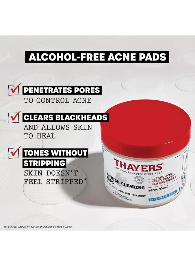 Thayers Blemish Clearing Acne Pads with 2% Salicylic Acid & Witch Hazel – Alcohol-Free, Gentle, Soothes Skin, Clears Blemishes, Blackheads & Whiteheads, 60 Count - Image 2