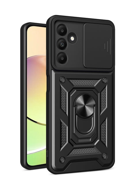 جراب حمايه ويندو مقاوم للصدمات وحمايه للكاميرا مزود بدبله معدنيه متوافق مع Samsung Galaxy A15 (اسود)