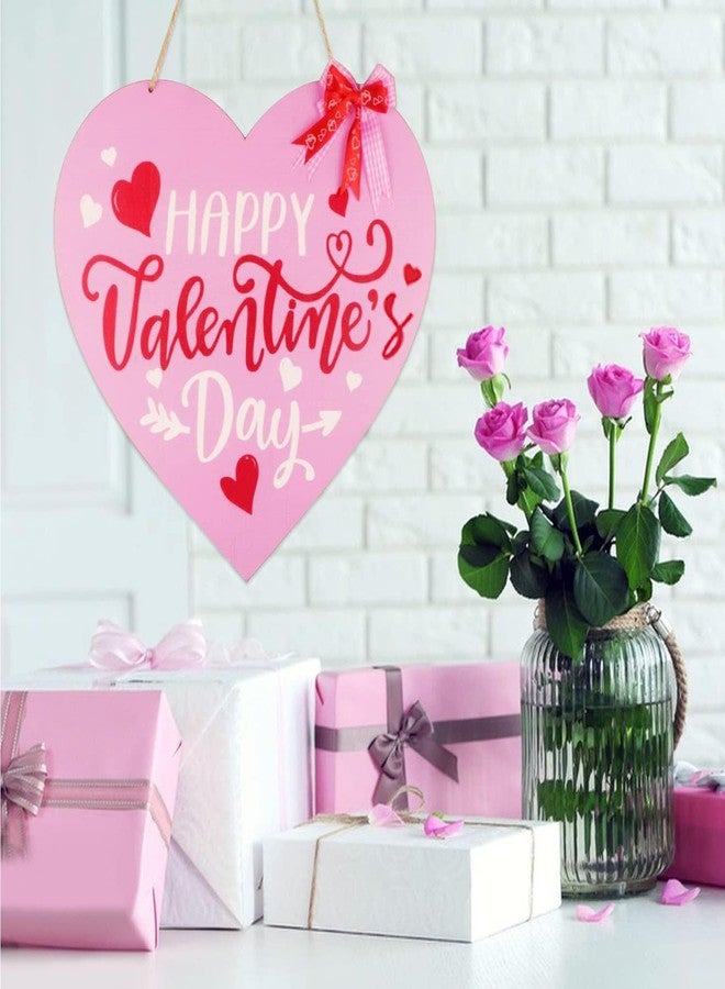 Fangoo Happy Valentine's Day Door Sign Wooden Valentines Day Hanging Sign Happy Valentine's Day Wreath Sign Valentine's Day Front Door Hanging Sign for Valentine's Day Home Window Door Wall Decor, Pink - Image 5