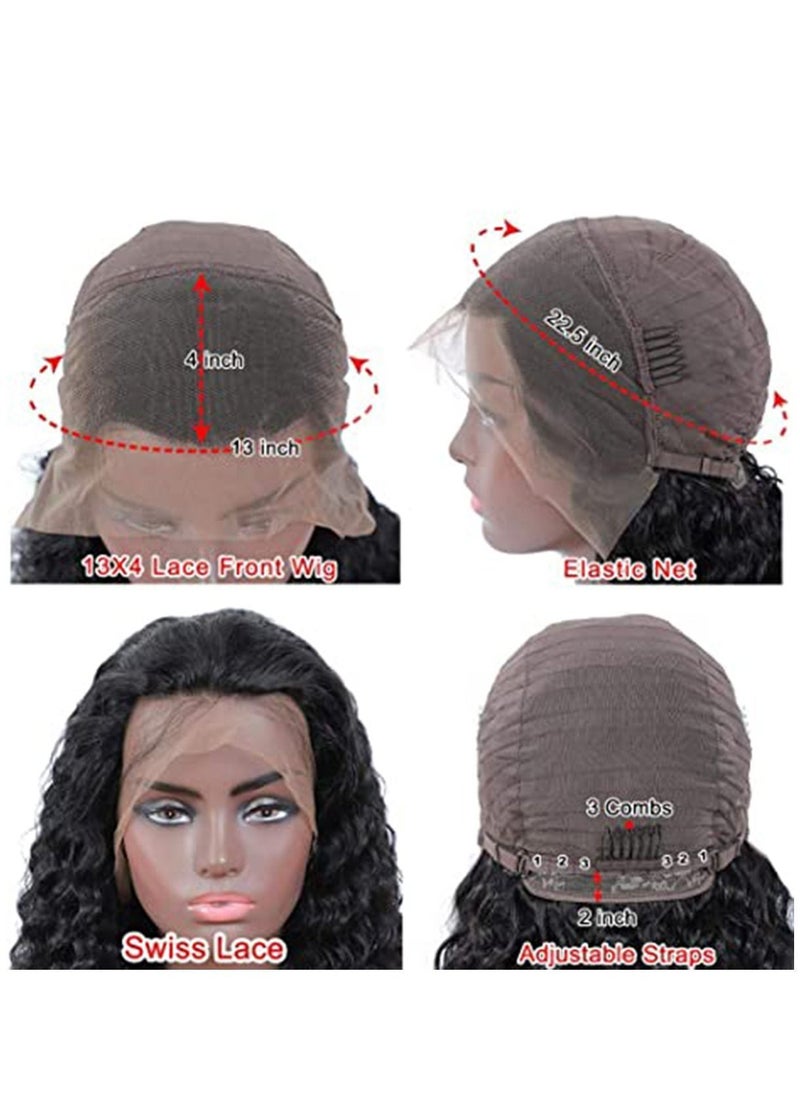 Y&D - Black Wig Hair, for Women 150% Density 13x4 Natural Looking Deep Wave Lace Front Wigs Human Hair Pre Plucked - Image 1