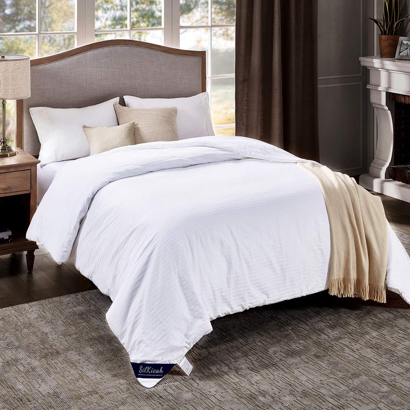 SilKicah SilKicah Mulberry Silk Comforter King Size 100 Natural Mulberry Silk Filled Duvet Breathable Lightweight Pure Silk Quilt for Summer Season10290 