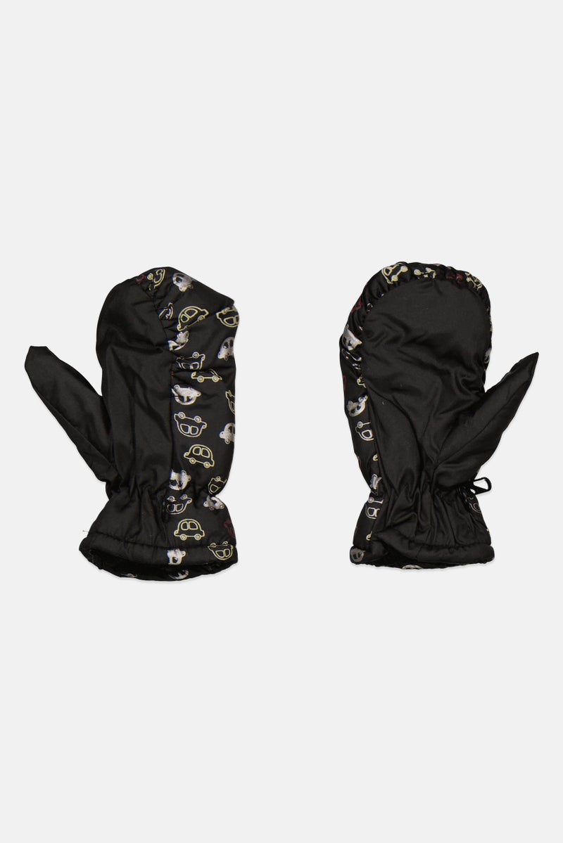 Royal Deluxe Kids Boy Graphic Printed Mittens, Black Combo 