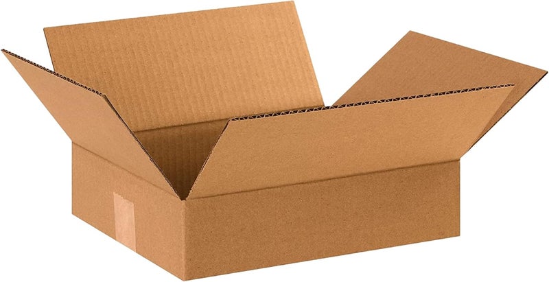 BOX USA صناديق الشحن 12"طول x 10"عرض x 3"ارتفاع 25-عبوة - صندوق كرتون مضلع مسطح للتعبئة، النقل والتخزين - Image 1