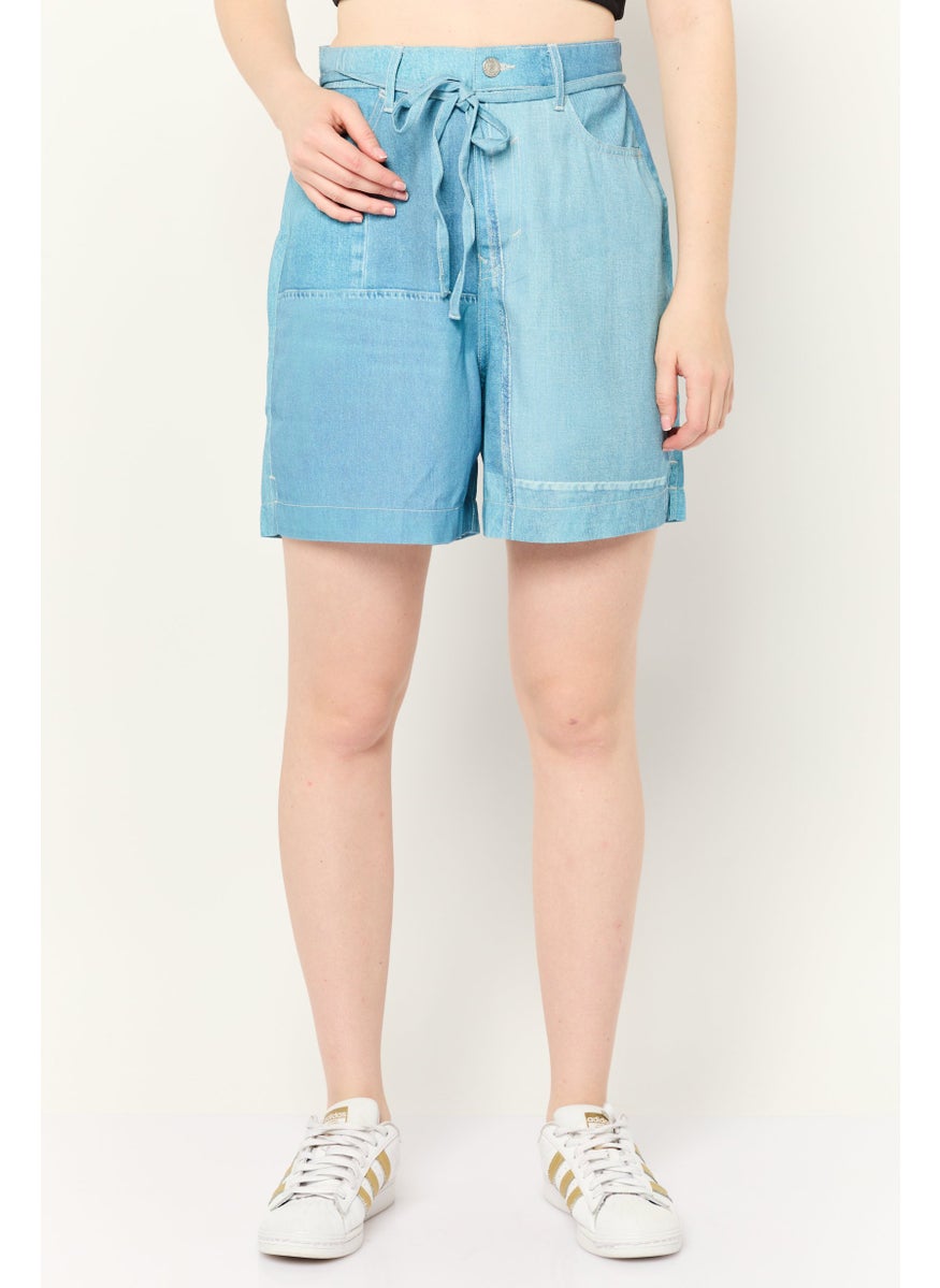 ESPRIT Women Washed Denim Shorts, Blue  - Image 1