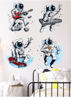 Astronaut Wall Sticker, Removable Outer Space Cosmic Wall Stickers Spaceman Guitar Skateboard Wall Decal Space Theme Wall Decals Mural for Boys Kids Living Room
