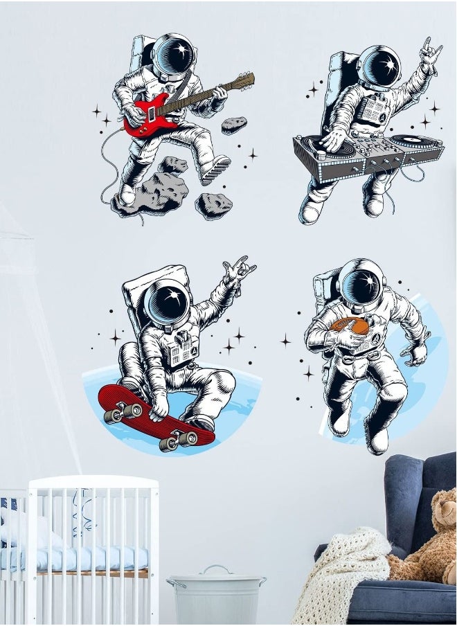 Generic - Astronaut Wall Sticker, Removable Outer Space Cosmic Wall Stickers Spaceman Guitar Skateboard Wall Decal Space Theme Wall Decals Mural for Boys Kids Living Room - Image 1