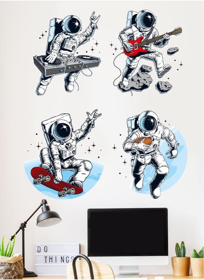 Generic - Astronaut Wall Sticker, Removable Outer Space Cosmic Wall Stickers Spaceman Guitar Skateboard Wall Decal Space Theme Wall Decals Mural for Boys Kids Living Room - Image 1