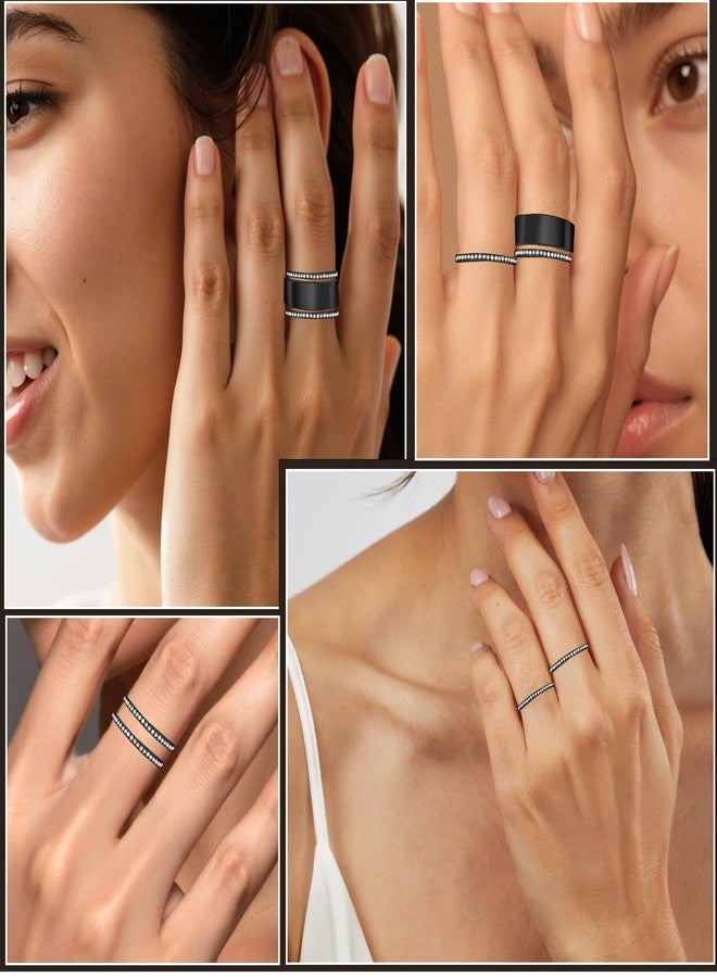 LevyPan 2-Pack 14K Gold Plated Stacking Rings for Oura Ring Gen 4/Gen 3, Cubic Zirconia Simulated oura ring stack Diamond Rings for Women, 9, Metal, Cubic Zirconia - Image 2