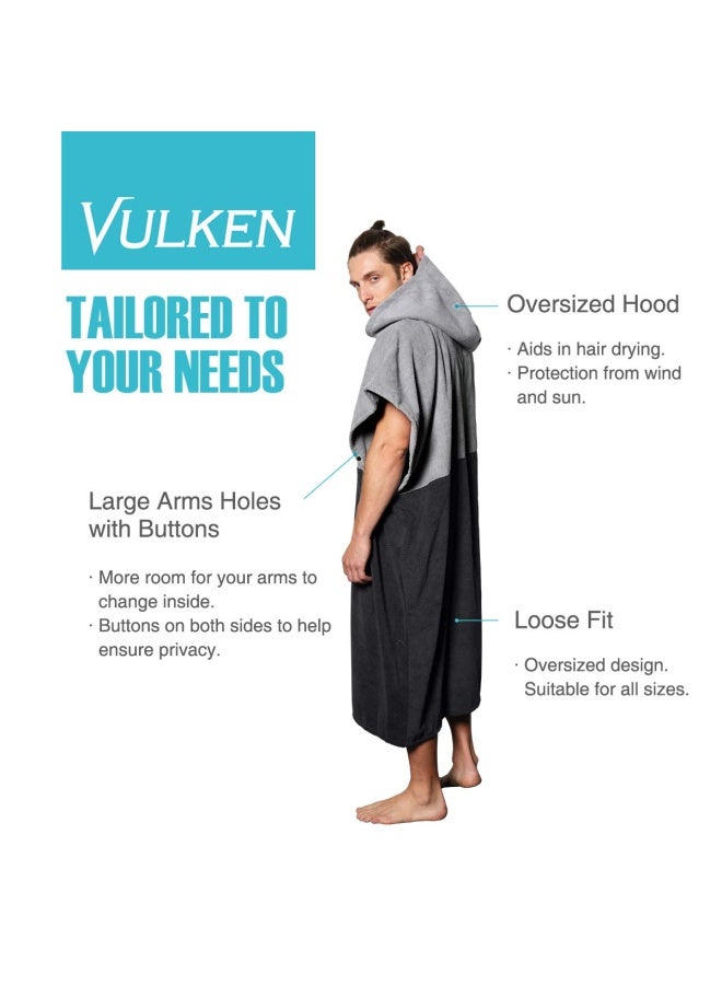 Vulken Extra Large Thick Hooded Beach Towel Changing Robe Surf Poncho Men for Easy Change in Public Quick Dry Microfiber Towelling for the Beach Pool Lake Water Park LXL - Image 3