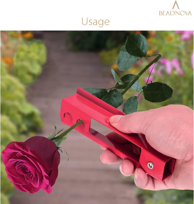 BEADNOVA أداة إزالة الشوك من الورد BEADNOVA أداة معدنية لإزالة الشوك لأعمال الزهور والحدائق 3 قطع أحمر أخضر وردي - Image 4