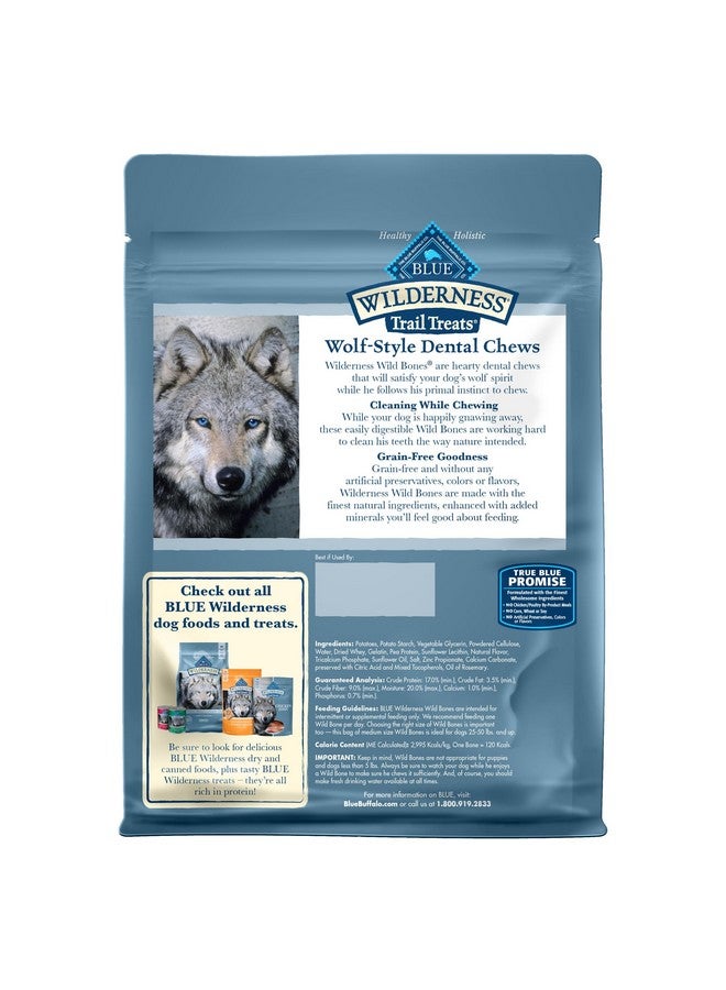 بلو بافلو مكافآت الكلاب من Wilderness Wild Bones Grain-Free Dental Chews، متوسطة الحجم، كيس 10 أونصات - Image 2