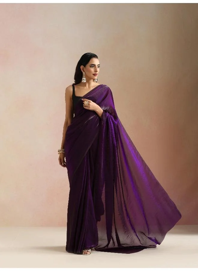 ترو برونز ساري بنفسجي من قماش التول من  مع بلوزة غير مخيطة