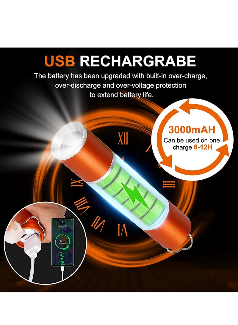 مصابيح فلاش قابلة للشحن عبر USB، شديدة الإضاءة، مصباح LED محمول للتخييم مع 6 أوضاع إضاءة، مصباح يدوي فائق السطوع مقاوم للماء IPX4 لأساسيات التخييم، طوارئ الأعاصير (11.7 سم) - Image 4