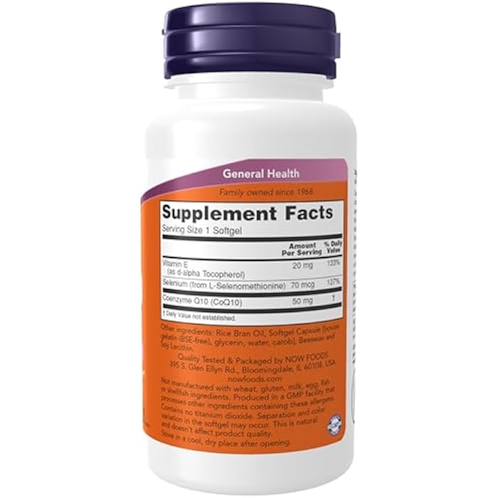 NOW Supplements, CoQ10 50 mg, Pharmaceutical Grade, All-Trans Form produced by Fermentation, 100 Softgels - Image 2