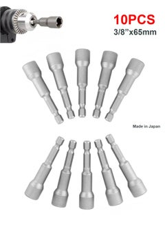 Hero Hex Magnetic Power Socket Adapter Drill Bit Nut Driver Set 3/8X65 mm Hex for Power Tools10 Piece 