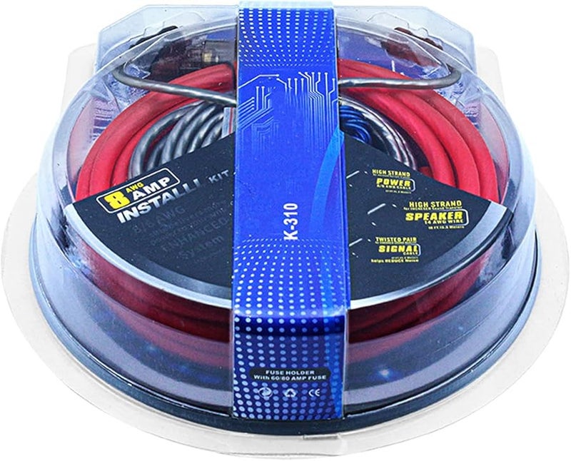 8 Gauge 60 Amp Car Amplifier Wiring Kit with Fuse Holder for Subwoofer and Speakers - Image 5