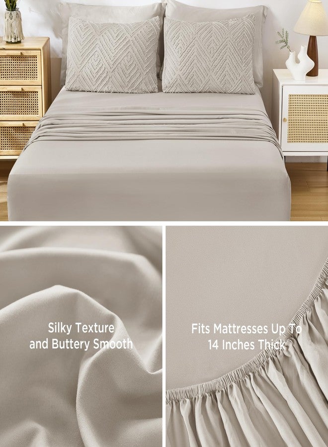 Andency Oversized Queen Comforter Set 7 Piece Linen - Bed in a Bag Oversized Queen Boho Lightweight Fluffy Tufted Bedding Sets with Comforter, Sheets, Pillowcases & Shams - Image 4