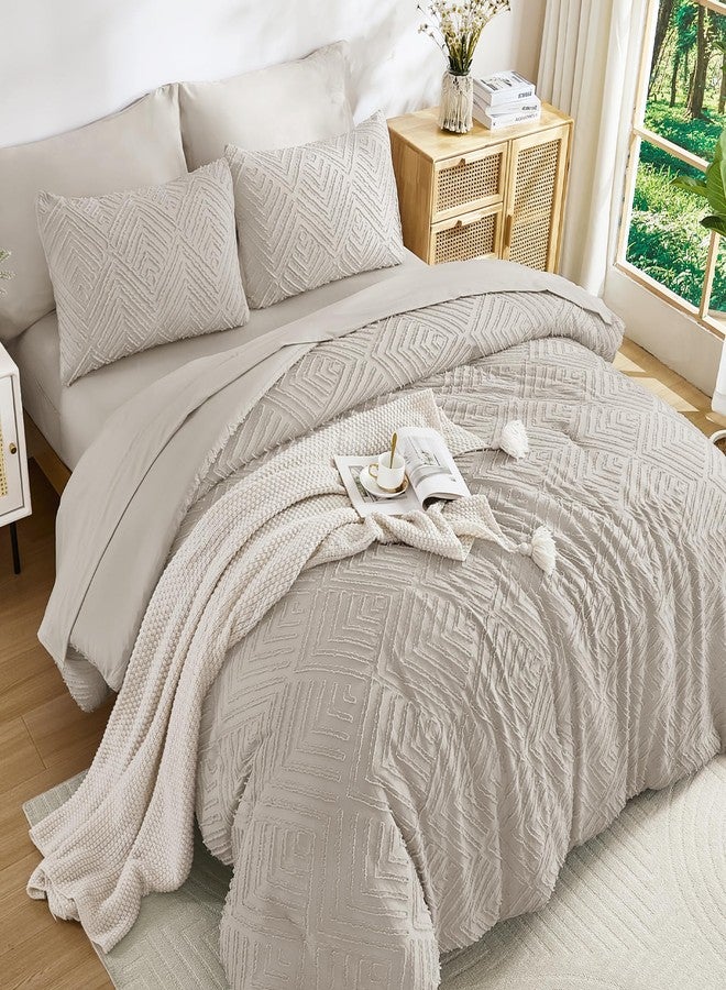 Andency Oversized Queen Comforter Set 7 Piece Linen - Bed in a Bag Oversized Queen Boho Lightweight Fluffy Tufted Bedding Sets with Comforter, Sheets, Pillowcases & Shams - Image 2
